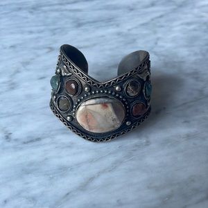 Costume jewelry, metal, with multi colored stones